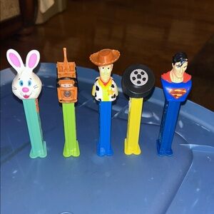 Assorted Pez Character Candy Dispensers - Bunny, Truck, Woody, Tire, Superman